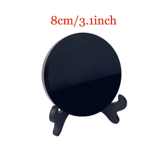 001 - Black Obsidian Scrying Mirror w/ Stand