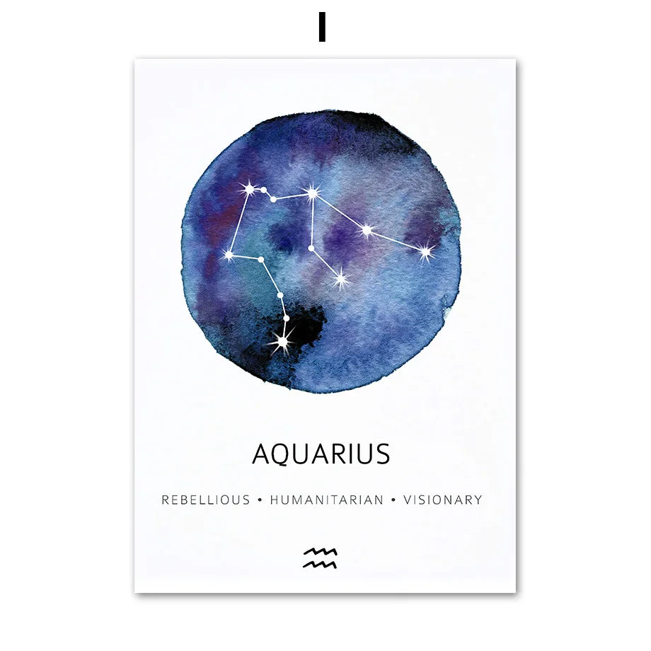 Constellations of the 12 Zodiacs Canvas Print