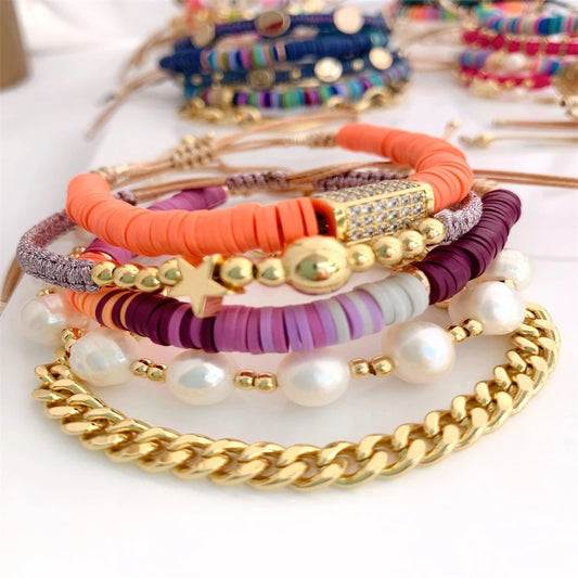 011 - Heishi Clay Boho Stackable Bracelet Set