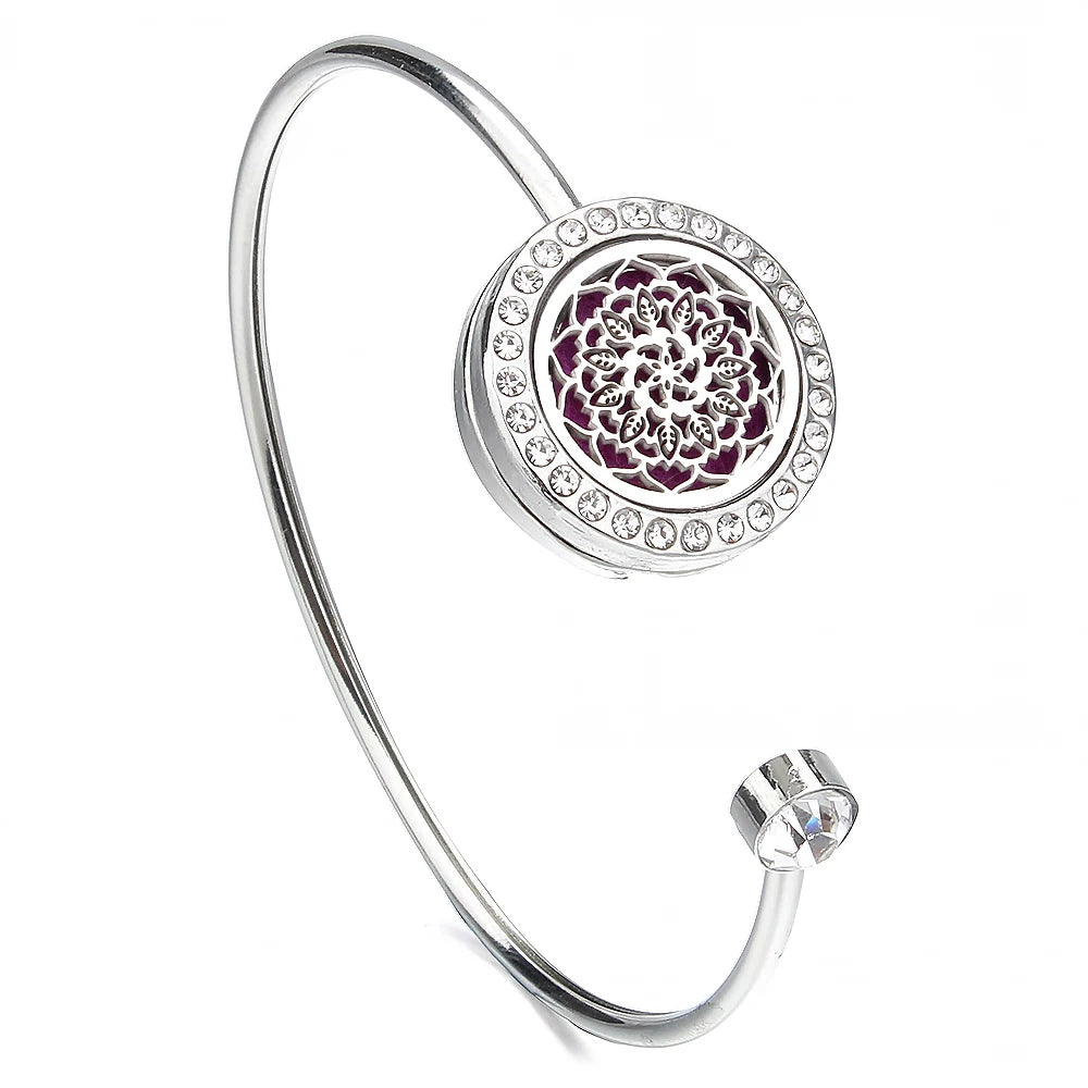 011 - Tree of Life Stainless Steel Aroma Diffuser Bangle Bracelet