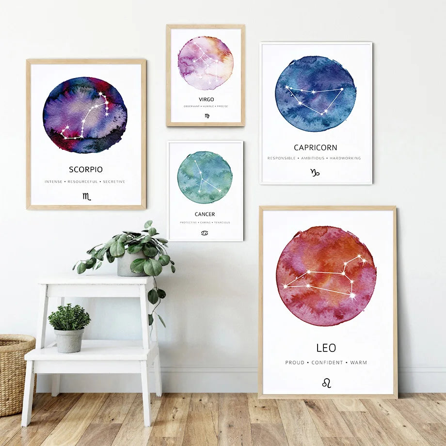 Constellations of the 12 Zodiacs Canvas Print