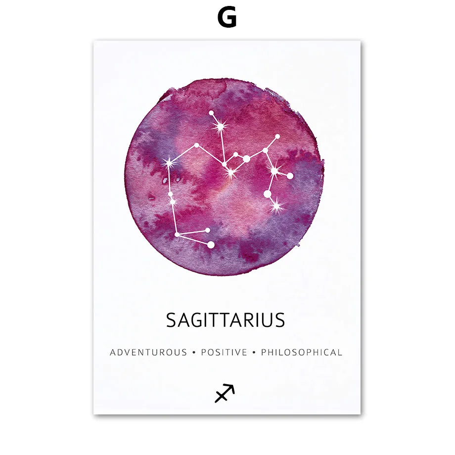 Constellations of the 12 Zodiacs Canvas Print