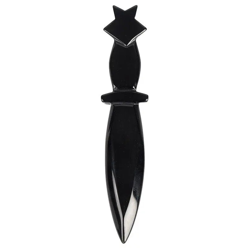 002 - Natural Quartz Crystal Obsidian Handcarved Dagger