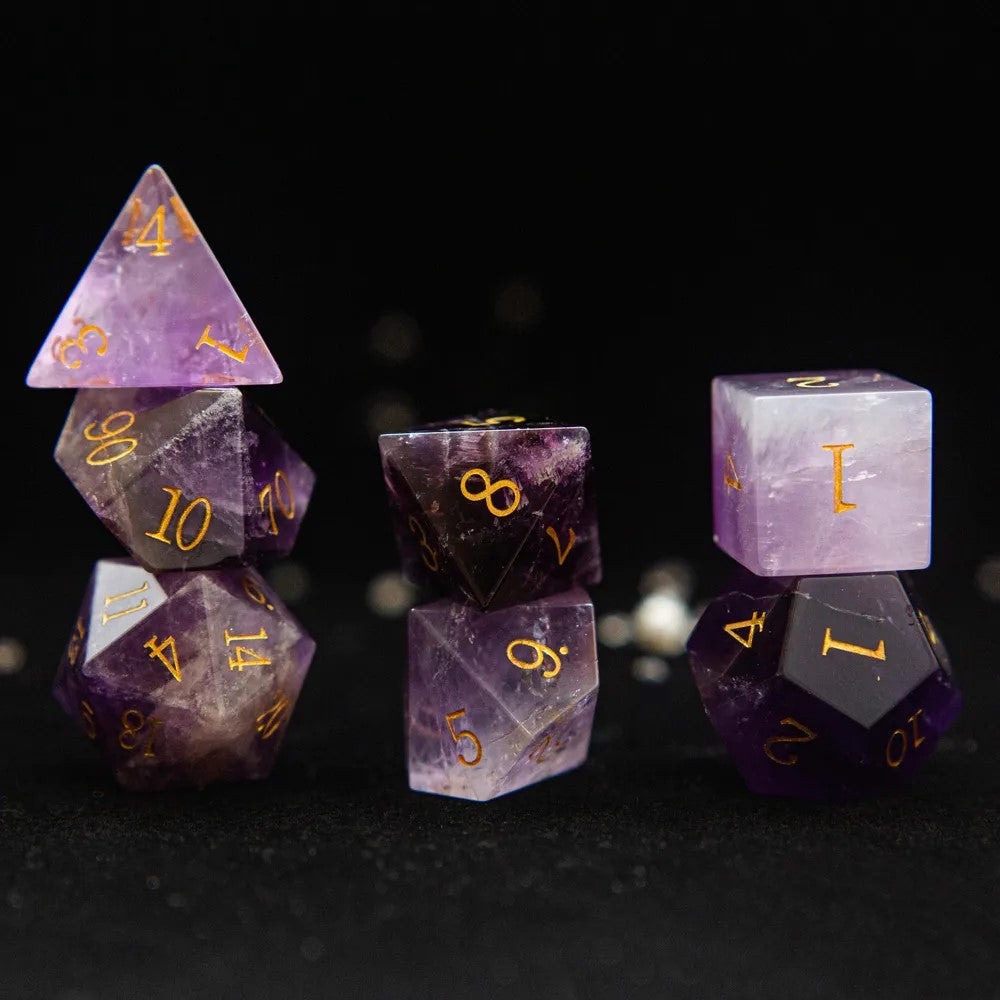 006 - Amethyst Polyhedral DND 7PC Dice Set for Divination