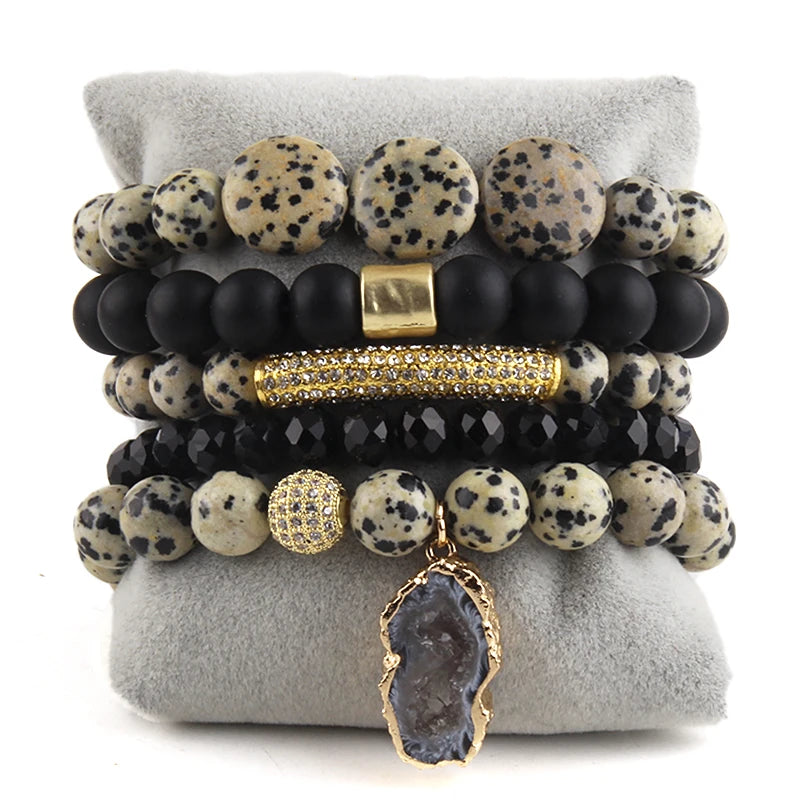 011 - Bohemian Natural Stone Stackable Bracelet Set