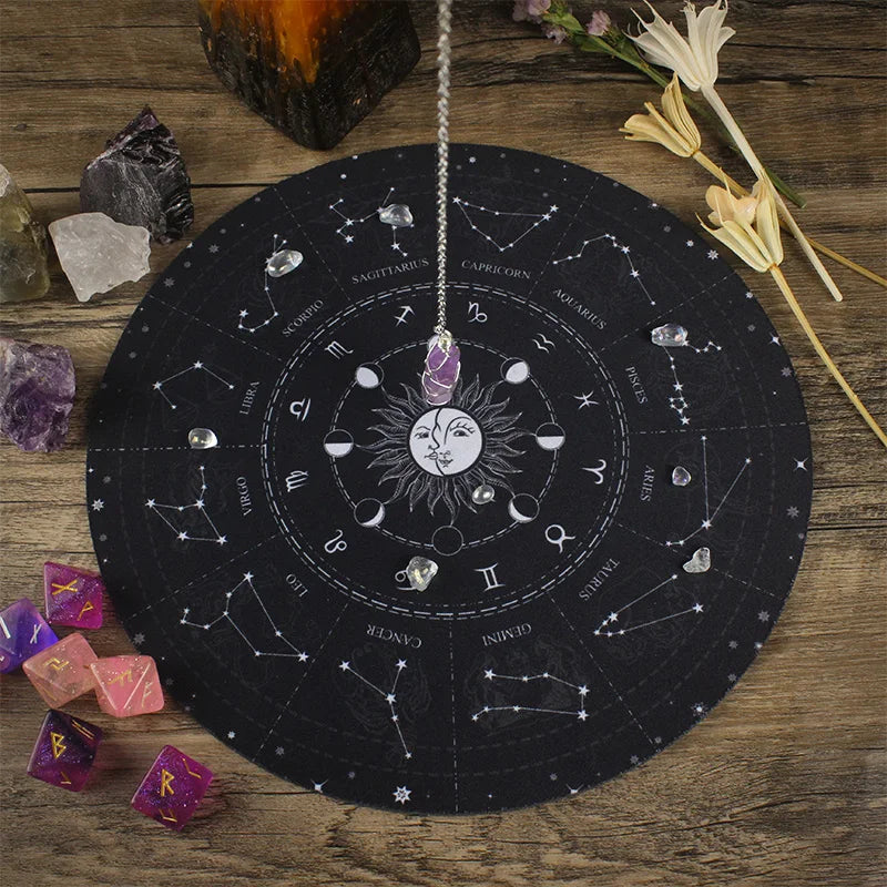 006 - Pendulum Mat for Divination with Clear Quartz Pendulum