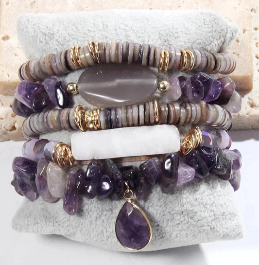 011 - Bohemia Natural Stone Stackable Bracelet Set