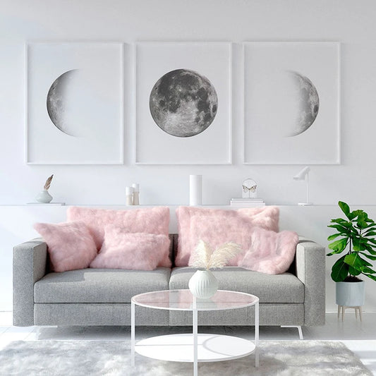 Moon Phases - White Canvas Print