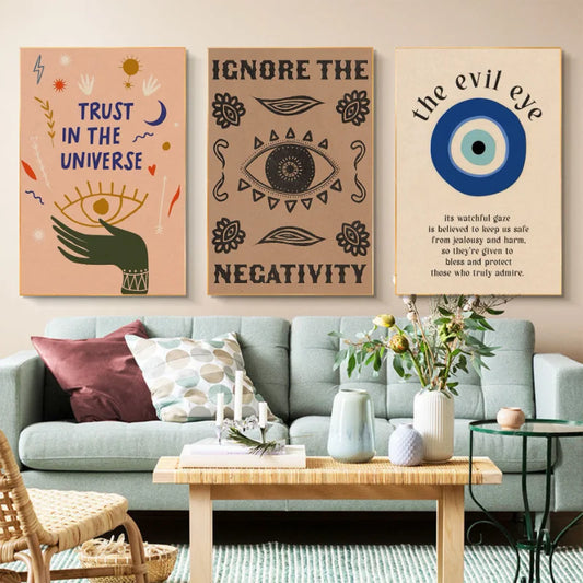 Retro-Styled Evil Eye & Universal Affirmations Canvas Print