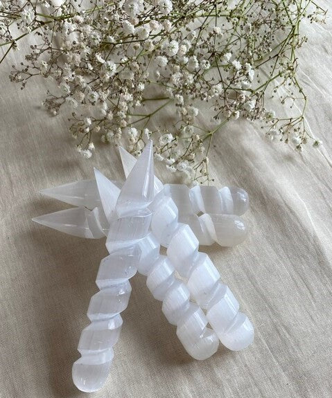 002 - Magick Natural Selenite Spiral Wand